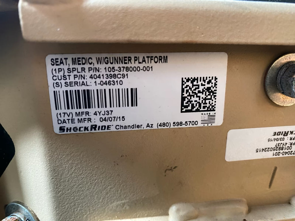 US Army Seat Gunner Platform NOS, Humvee, LMTV